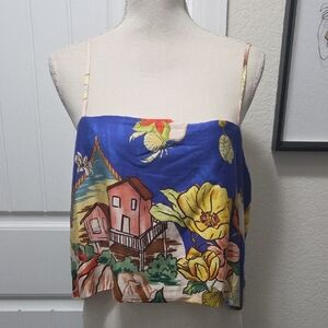 ANTONIO MELANI Blue Floral Crop Top